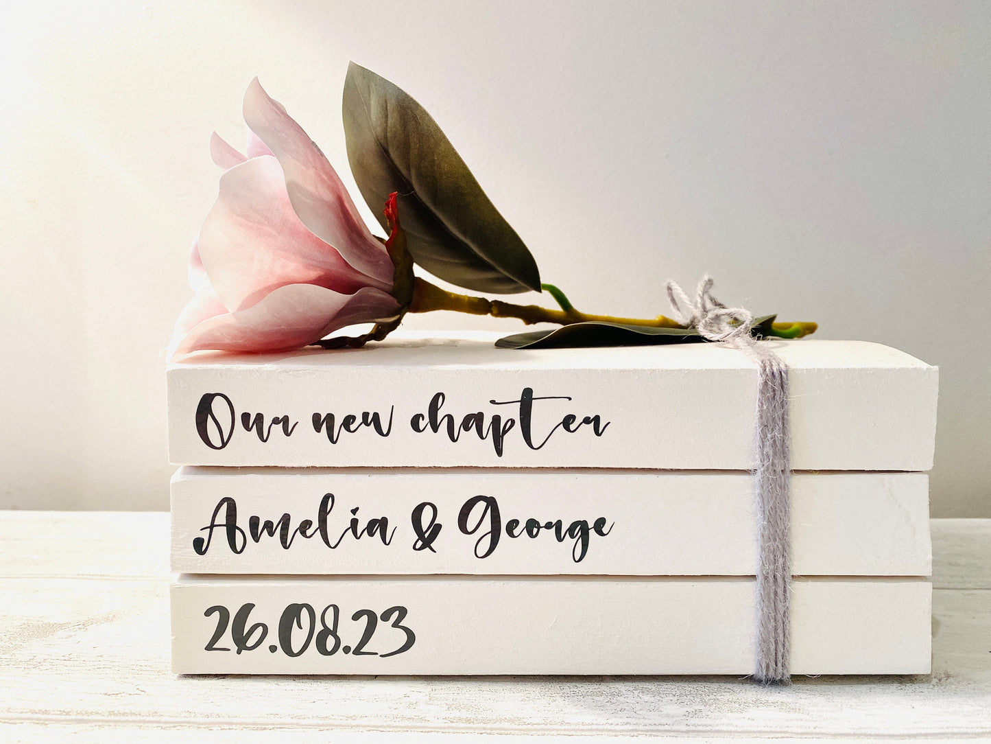 Personalised Wedding Book Stack- White Book Stack for Wedding Decor- perfect for Guest Tables or Gift Table- Custom decoration