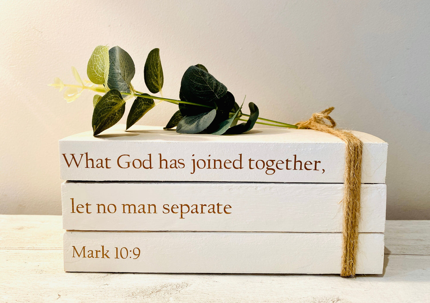 Bible Passages Personalised Book Stack! Faith book stack- Religious Home Decor Ornament, Custom Wedding Table decor/ Valentines Gift