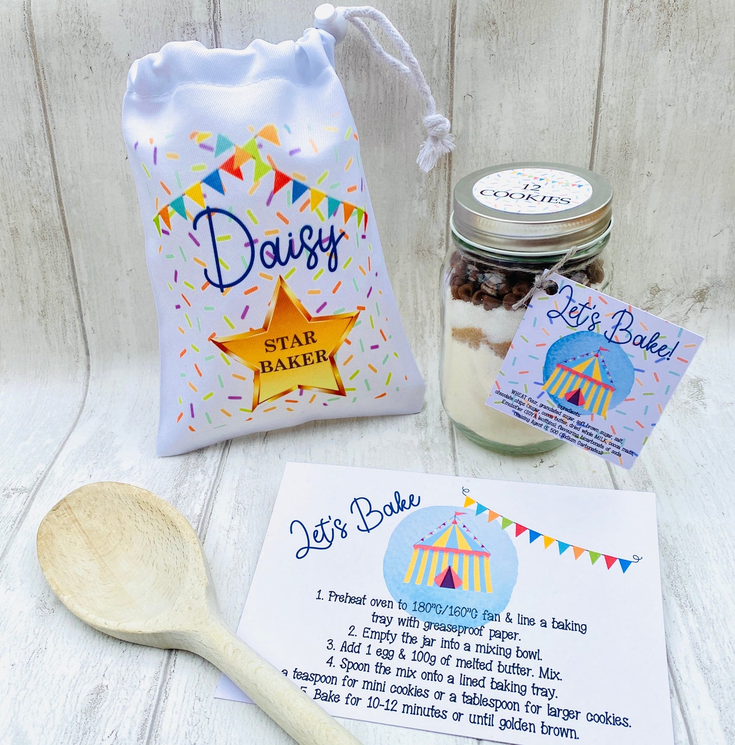 Let’s Bake Cookie Jar Mix! Cookies in a Jar Gift- baking set! Child & Adult’s Cookie Mix Jar Baking Set! Birthday Gift, Care Package