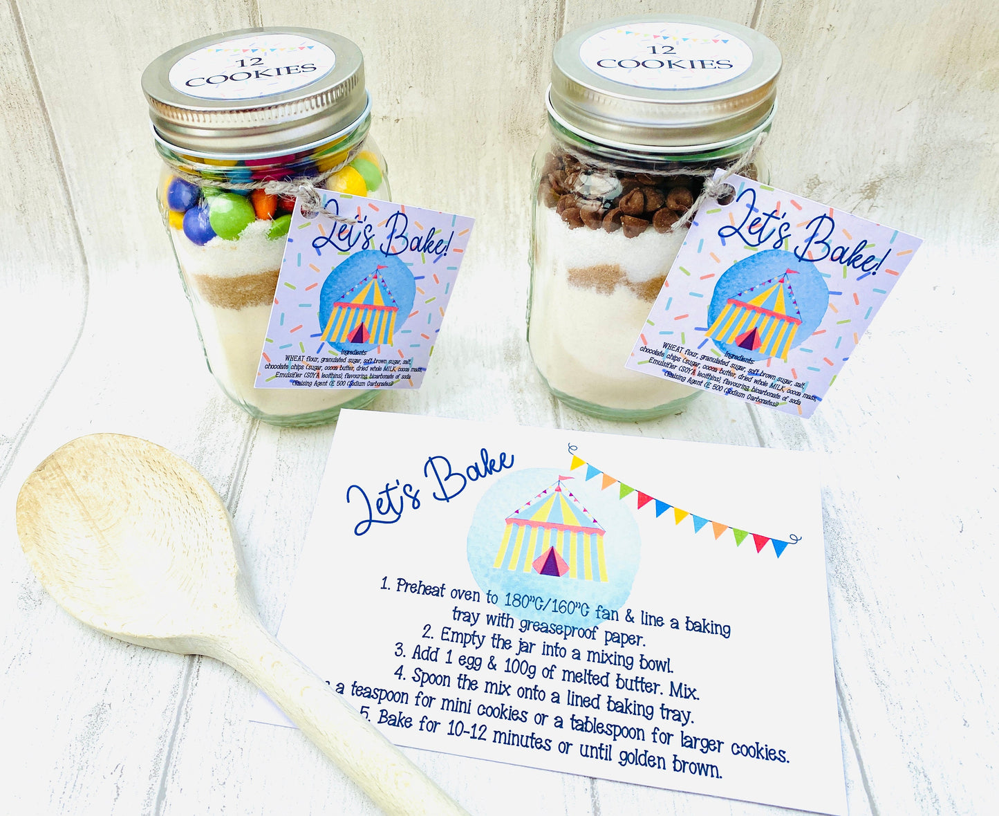 Let’s Bake Cookie Jar Mix! Cookies in a Jar Gift- baking set! Child & Adult’s Cookie Mix Jar Baking Set! Birthday Gift, Care Package