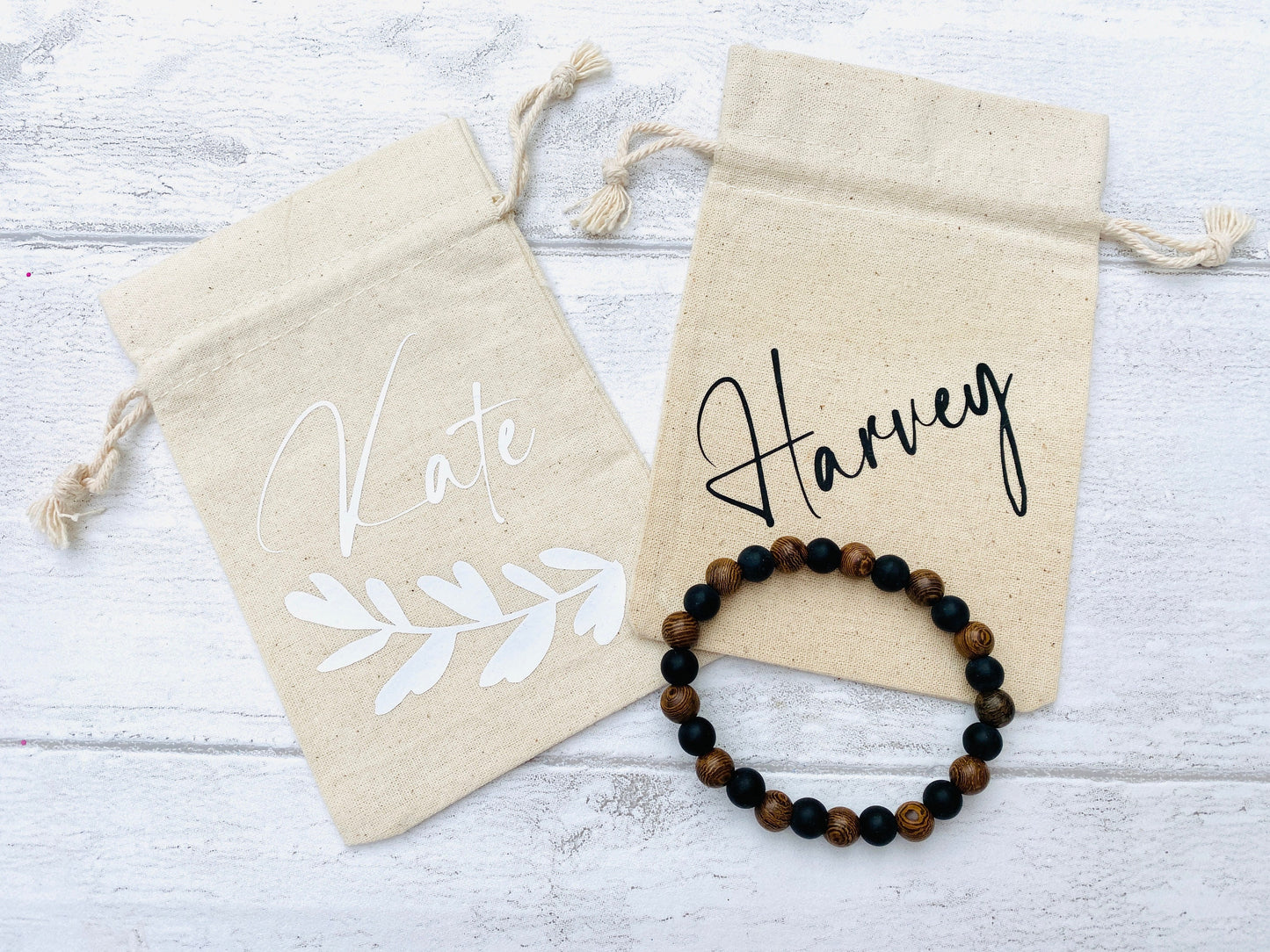 Mens Black and Natural Wooden Bead Bracelet- Meditation Prayer Yoga Cross Bracelet