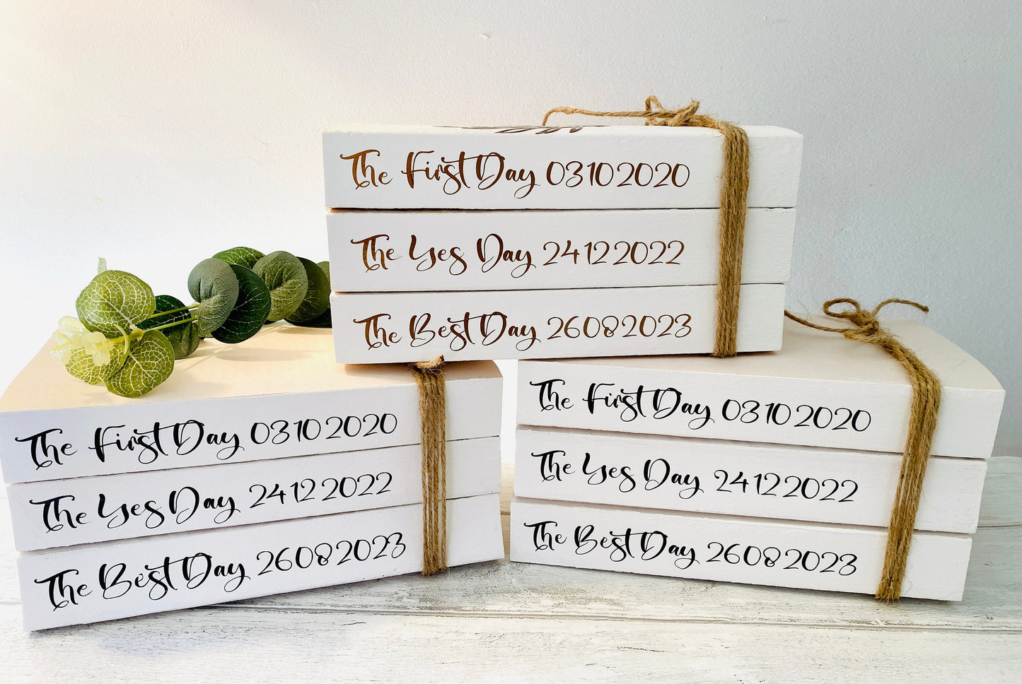 First Day, Yes Day, Best Day -Personalised White Wedding Book Stack- Wedding table decor, custom wedding decorations, Valentine’s Day Gift
