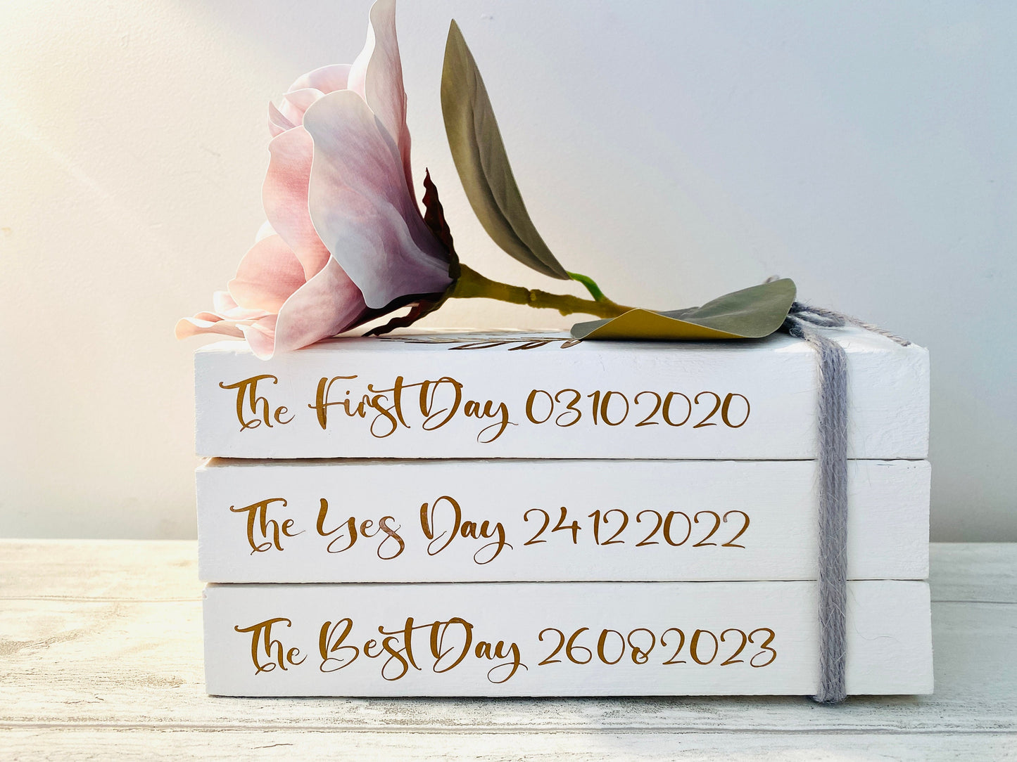 First Day, Yes Day, Best Day -Personalised White Wedding Book Stack- Wedding table decor, custom wedding decorations, Valentine’s Day Gift