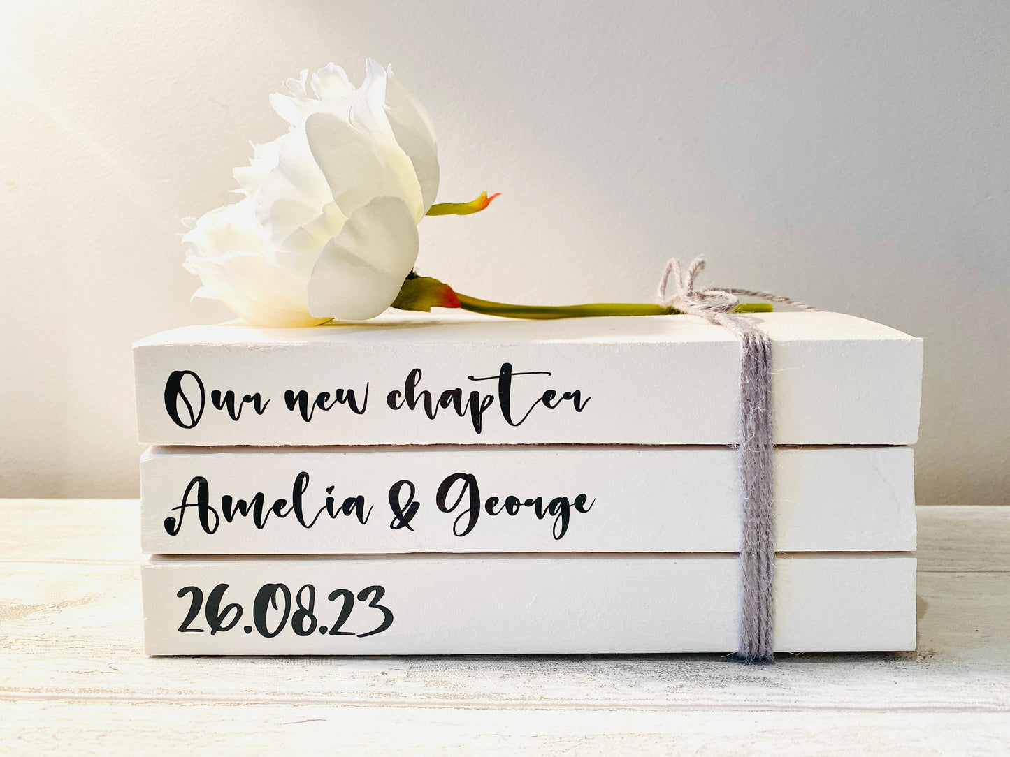 Personalised Wedding Book Stack- White Book Stack for Wedding Decor- perfect for Guest Tables or Gift Table- Custom decoration