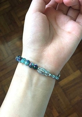 Elegant beaded boho bracelet- engraved metal and beads- hippie, beach nature jewellery perfect gift for her, Valentine’s Day gift
