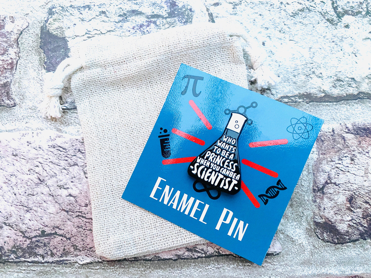 Female Scientist Enamel Pin- Funny Girl University Badge & waterproof stickers for laptops! Scientist- chemist- physicist gift box