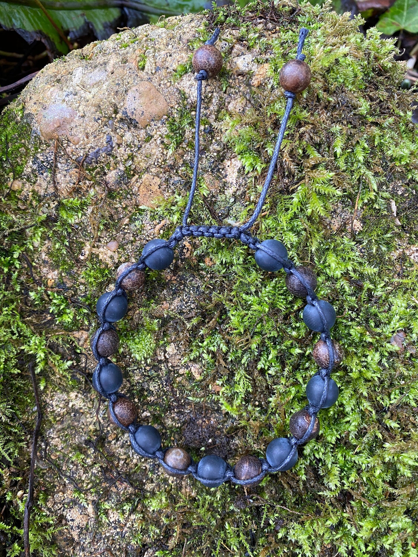 Black Beaded Bracelet with Natural Wooden Beads Meditation Prayer Yoga Cross Bracelet, Chakra Norse, Viking bracelet