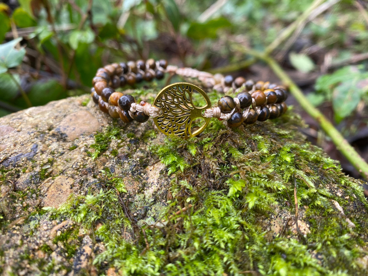 Tree of Life Natural Tiger’s Eye Beaded Bracelet- Unisex Healing Bracelet- Positive Energy (Boho)