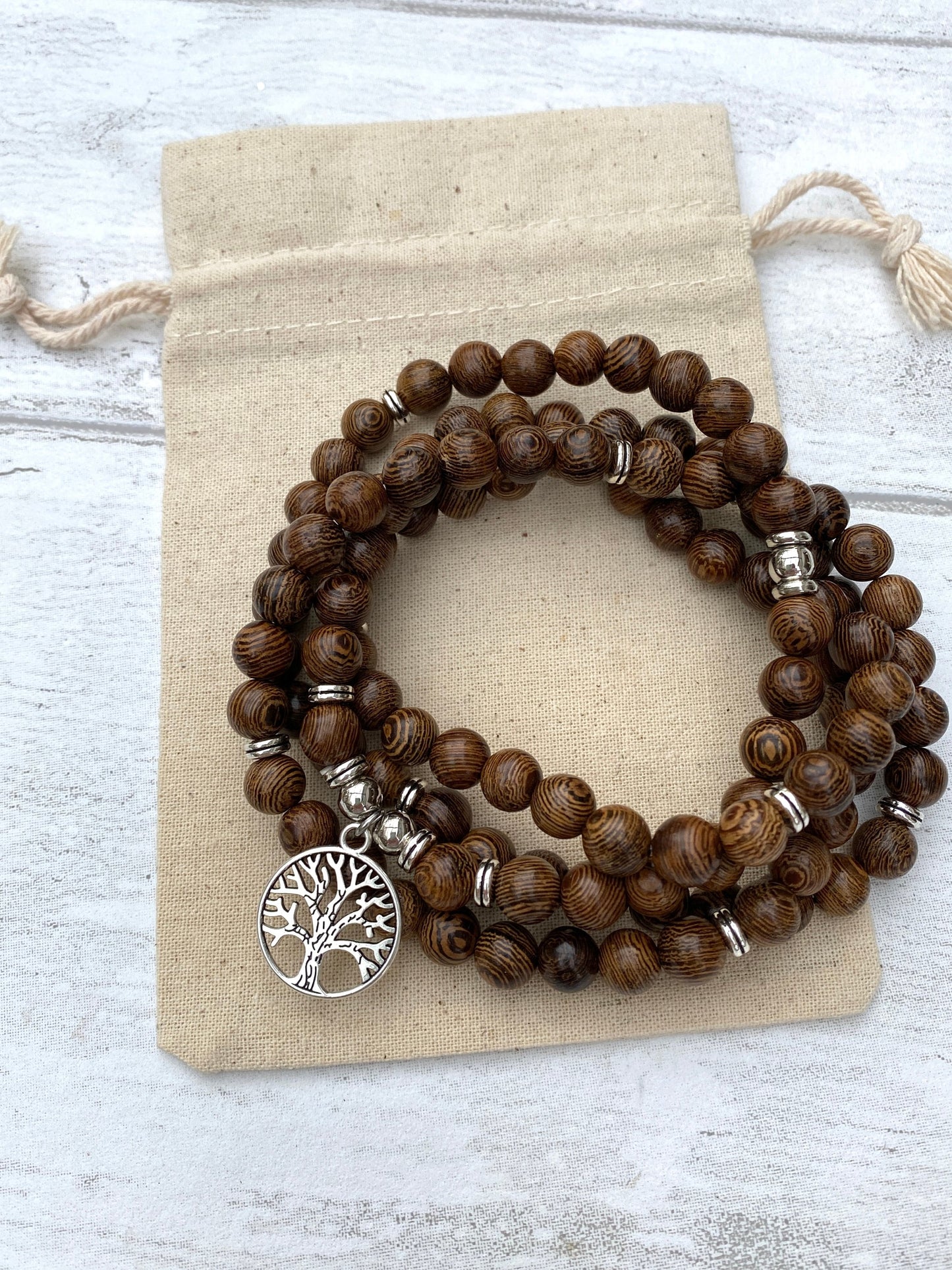 108 Mala Beads- Traditional Natural Wooden Mala Meditation Necklace. Beautiful Chakra Healing bracelet. Japa Mala. Prayer beads.