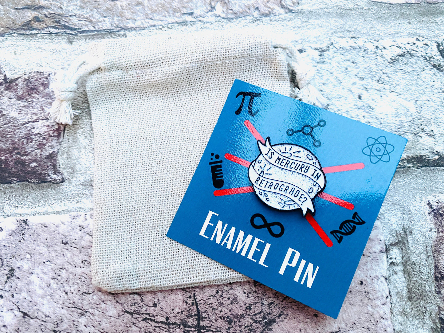 Funny Science (Physics) Enamel Pin- Funny University Badge & waterproof stickers for laptops! Scientist- chemist- physicist gift box