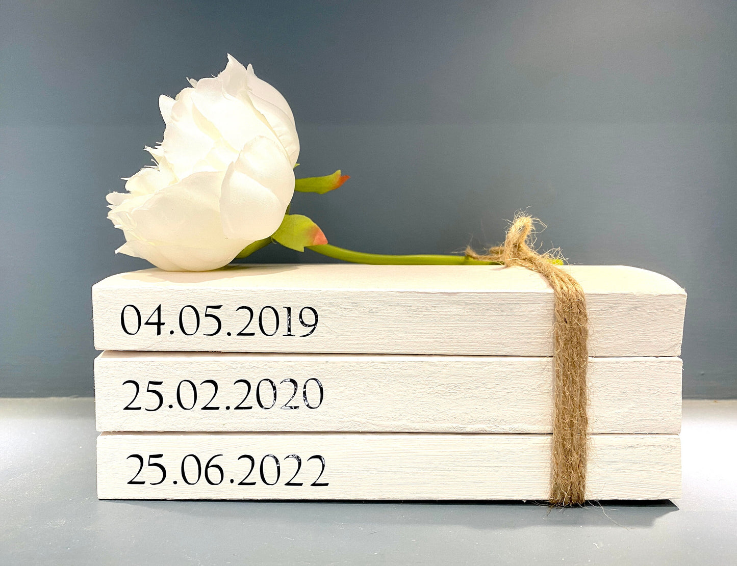 Special Dates Personalised Book Stack! White Book Stacks- home decor ornament, coffee table bookshelf decor, wedding decor