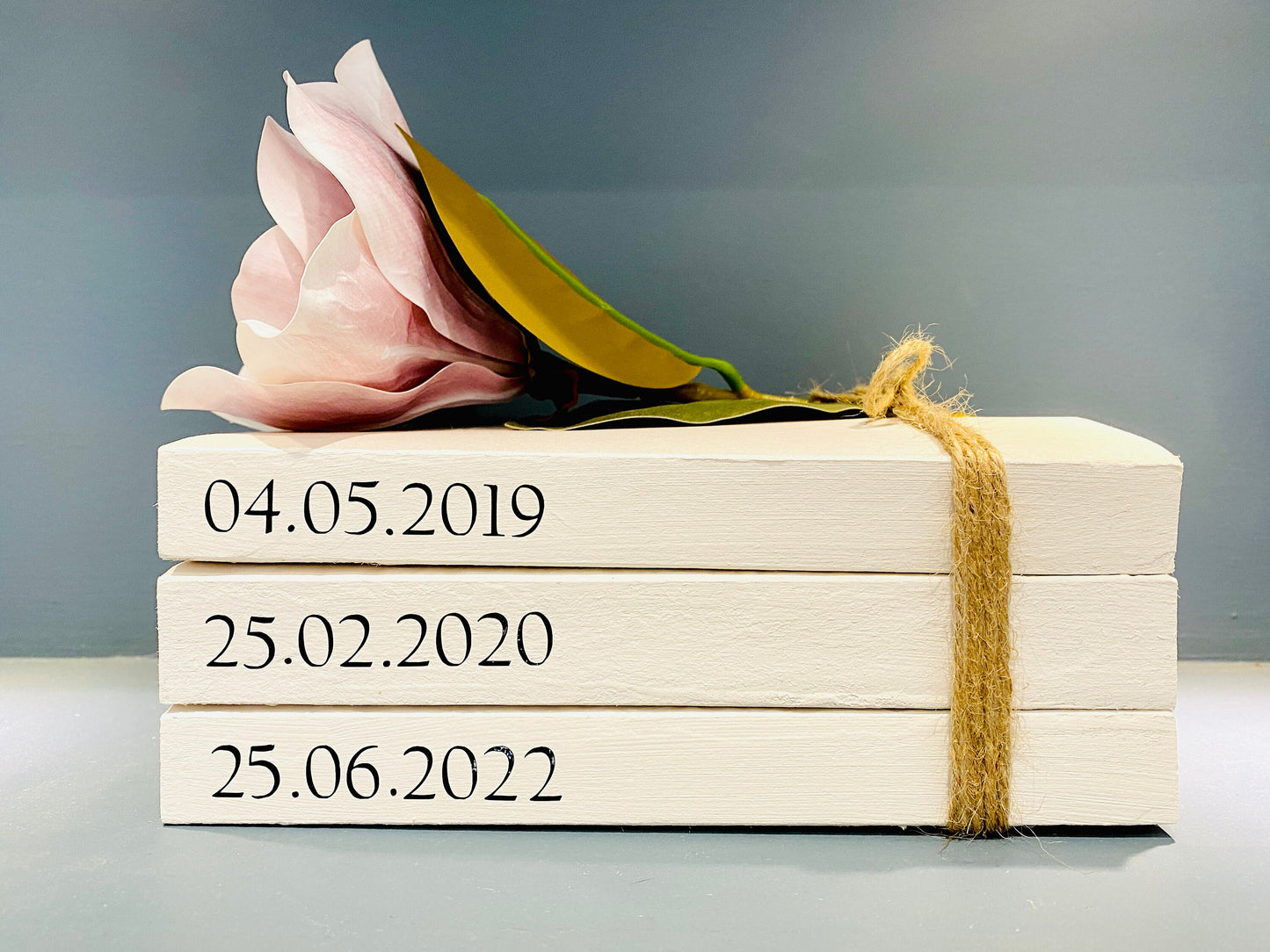 Special Dates Personalised Book Stack! White Book Stacks- home decor ornament, coffee table bookshelf decor, wedding decor