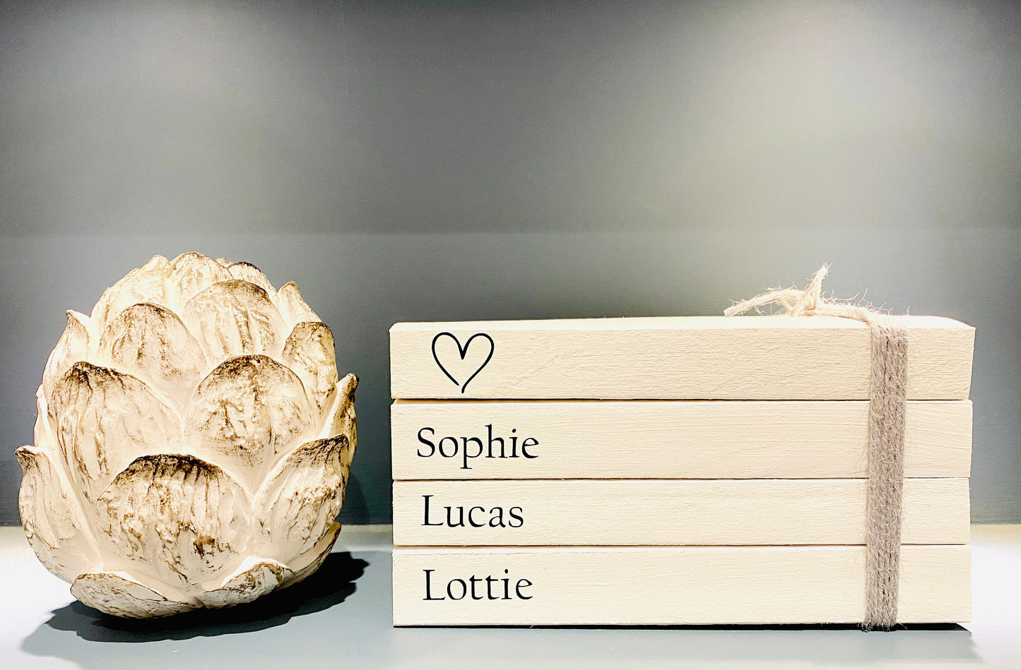 Family Names Personalised Book Stack! White Book Stacks- home decor ornament, coffee table bookshelf decor, wedding decor
