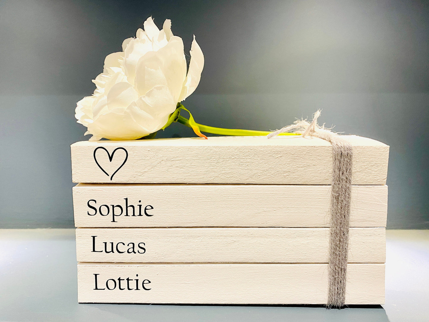 Family Names Personalised Book Stack! White Book Stacks- home decor ornament, coffee table bookshelf decor, wedding decor