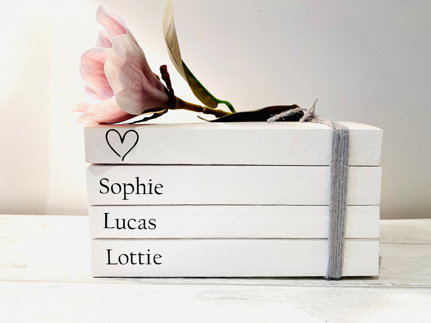 Family Names Personalised Book Stack! White Book Stacks- home decor ornament, coffee table bookshelf decor, wedding decor