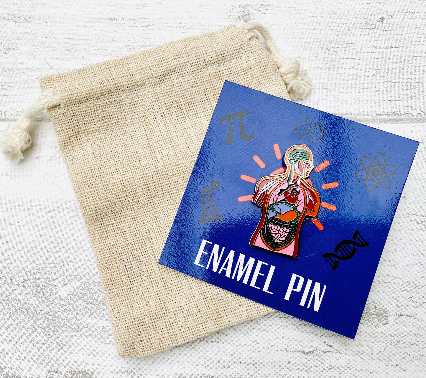 Science- Biology Enamel Pin / University Badge & waterproof stickers for laptops! Scientist- chemist- physicist gift box