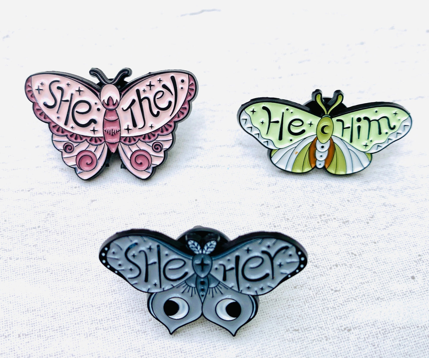 He/Him She/Her They/Them pronoun Enamel Pin- badge Lapel