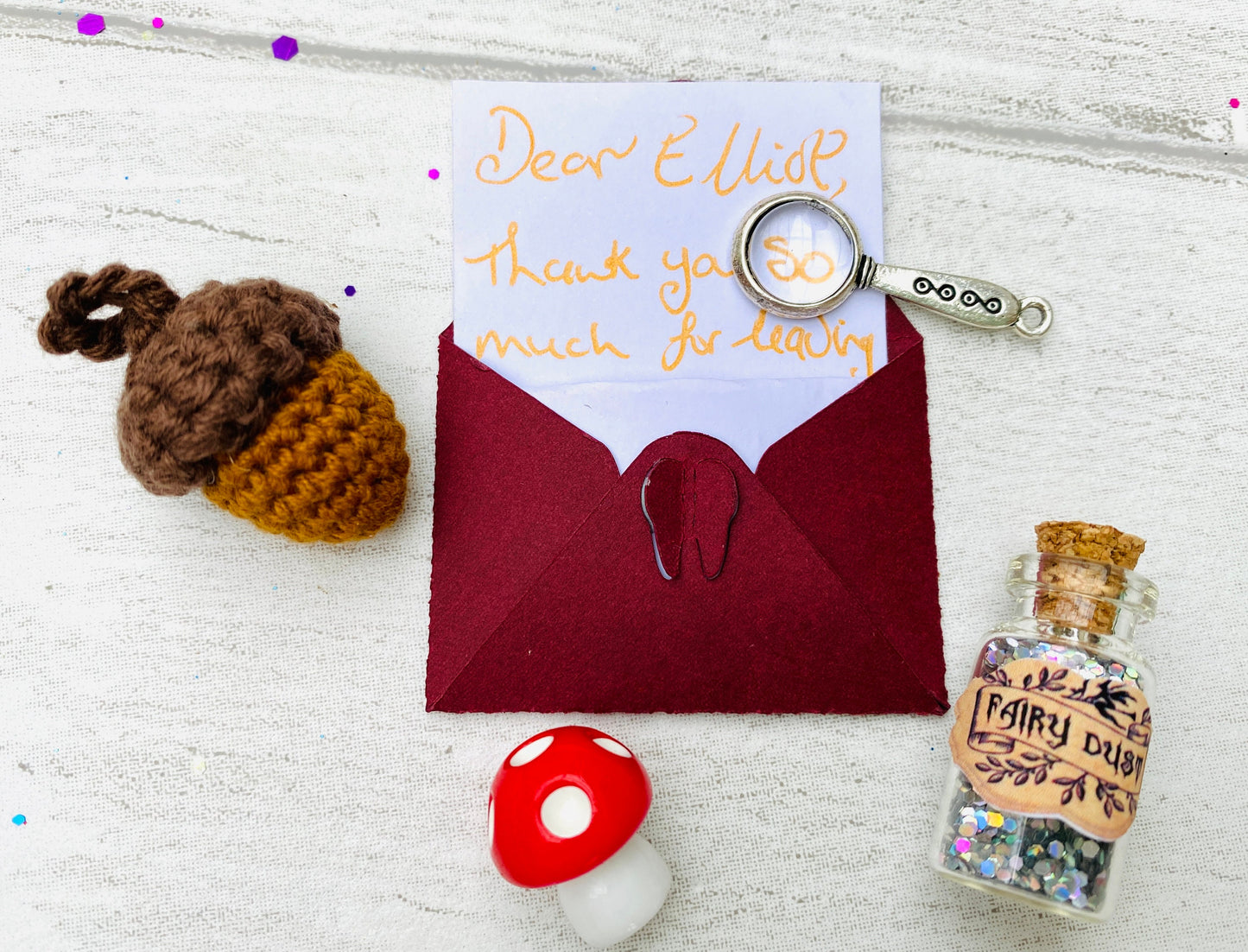 Autumn Tooth Fairy Letter HANDWRITTEN Personalised Tooth Fairy Kit! Fairy Dust, Fairy Wand, Note. Custom Tooth Fairy Set