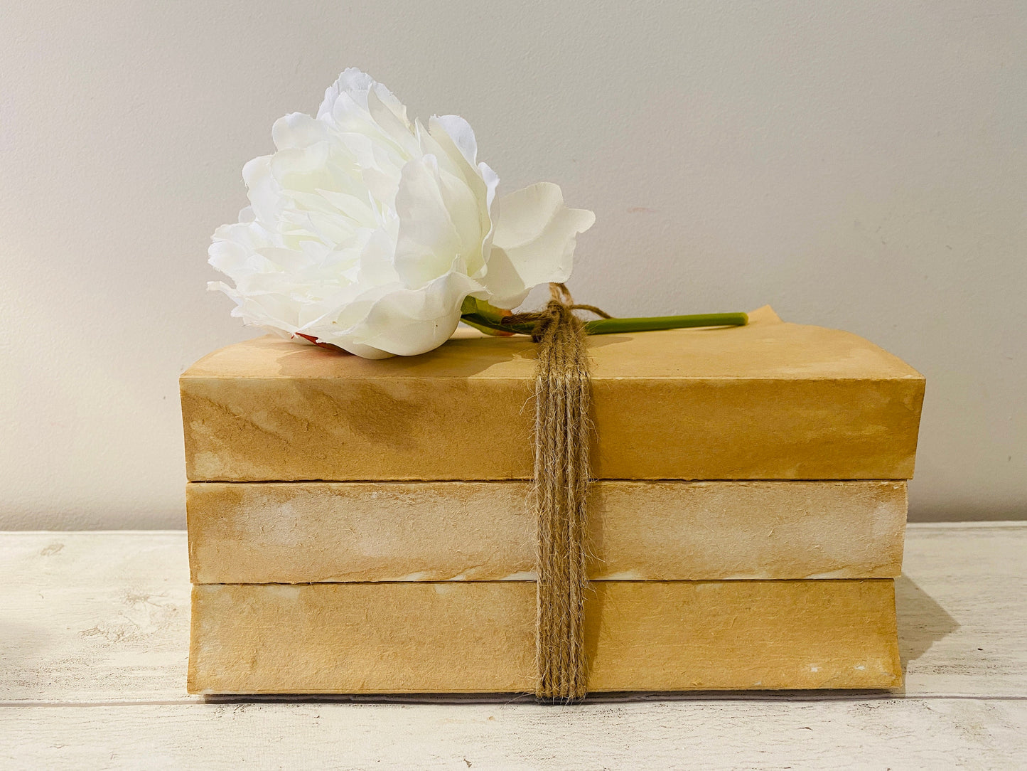 Rustic Home Decor Real Book Stack! Beautiful, neutral home decor book stack ornament-bookcase, hallway, coffee table decor- old, aged books
