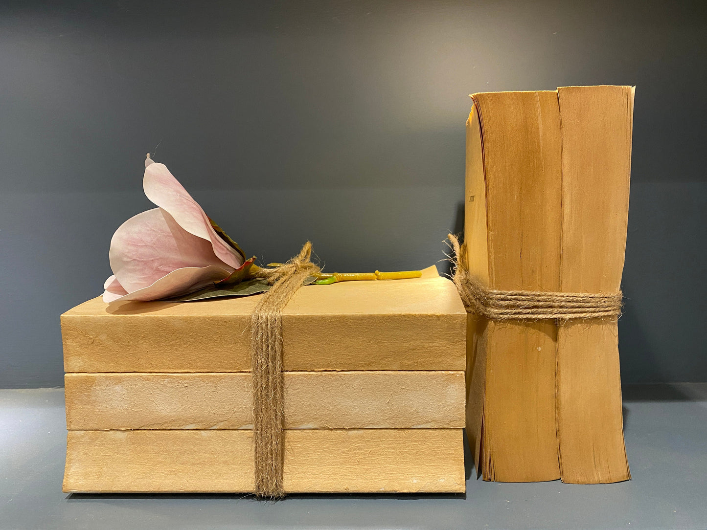 Rustic Home Decor Real Book Stack! Beautiful, neutral home decor book stack ornament-bookcase, hallway, coffee table decor- old, aged books