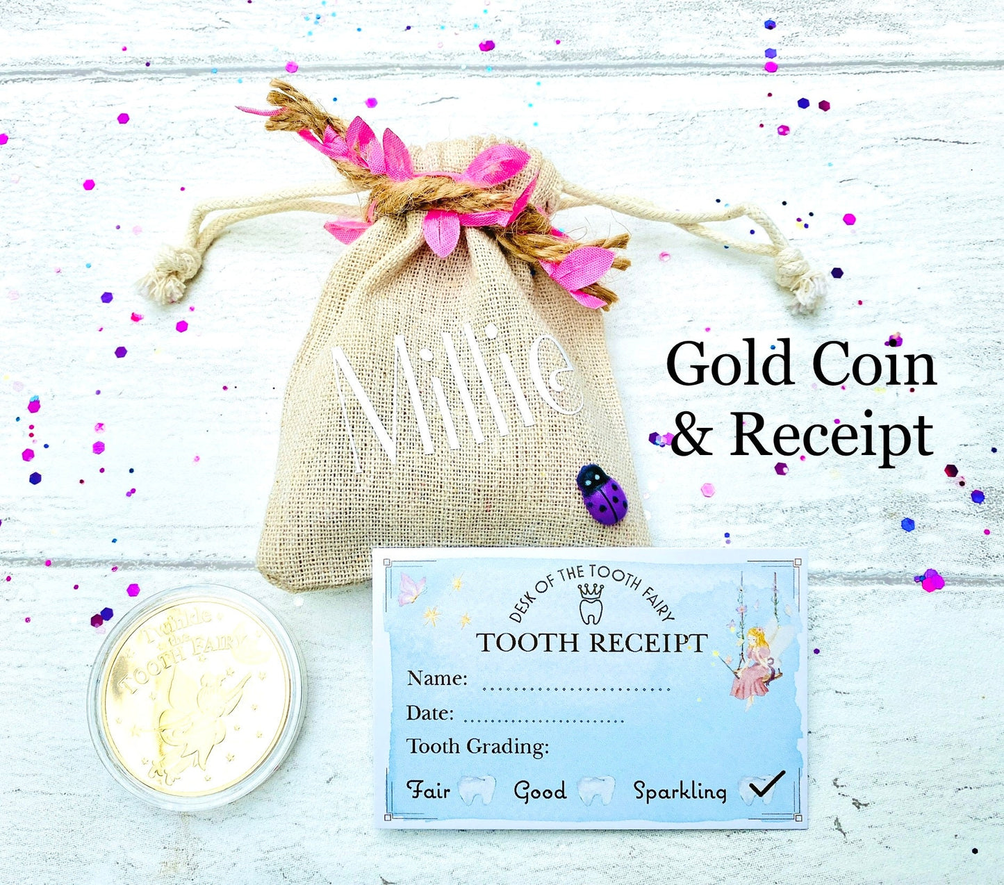 Woodland Girl’s Tooth Fairy Letter HANDWRITTEN Personalised Tooth Fairy Kit (Fairy Dust), Tooth Fairy Note, Custom Tooth Fairy Set
