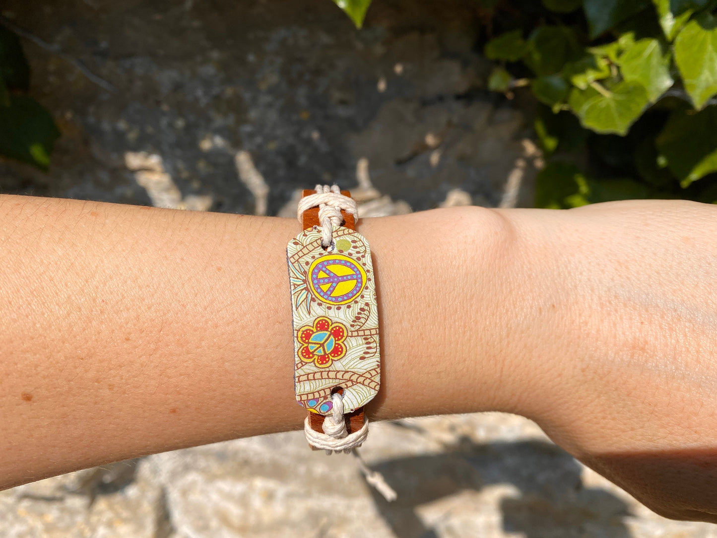 Boho Leather Bracelet- Adjustable strap- Unisex Hippie Jewellery, Beach Bracelets - Hippy gift for her, Gift for him