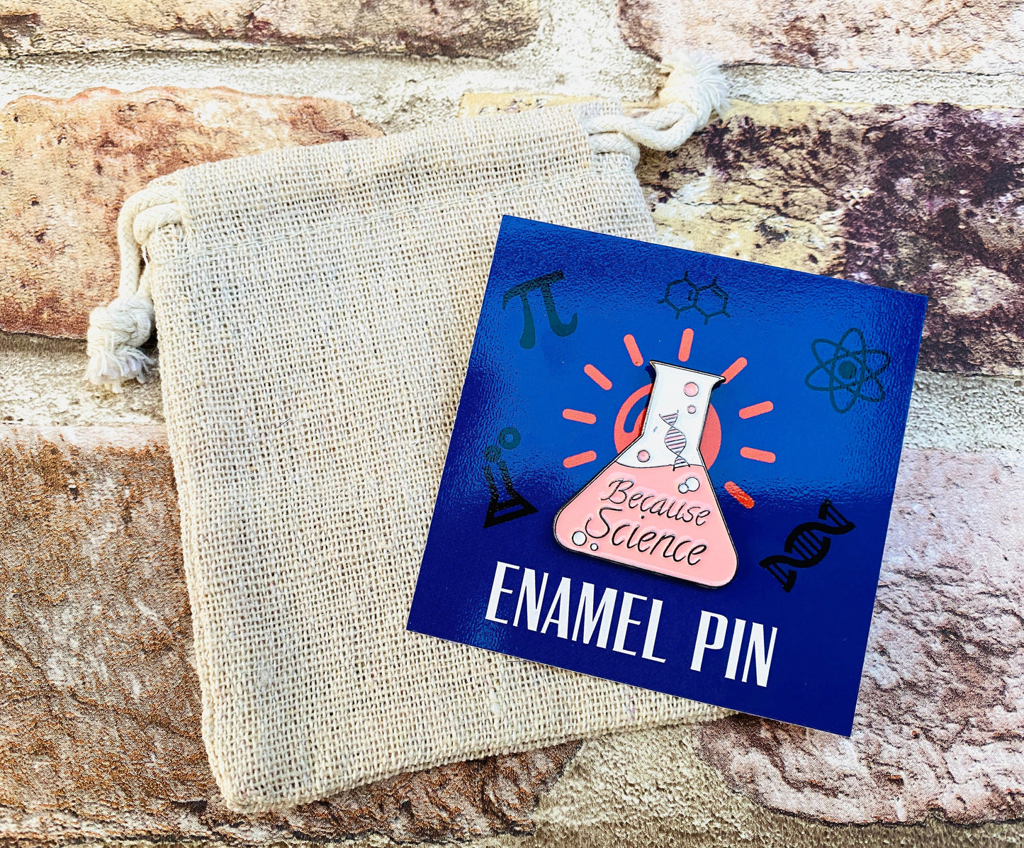 Chemistry Science Enamel Pin / University Badge & waterproof stickers for laptops! Scientist- chemist- physicist gift box