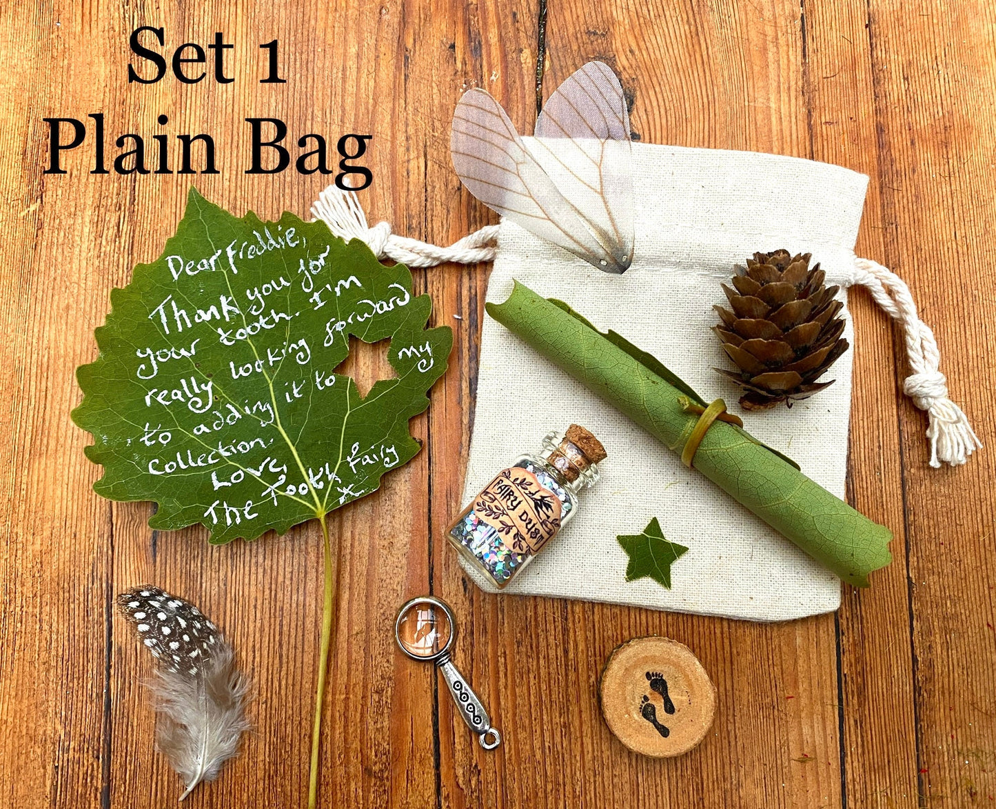 Tooth Fairy Letter Leaf- Natural Tooth Fairy Kit- Eco Tooth Fairy Gifts- Woodland Tooth Fairy