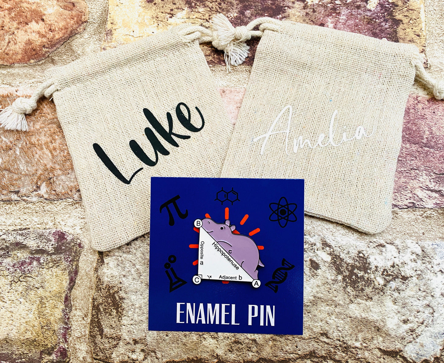 Cute Maths Enamel Pin for maths student, teacher badge gift, end of term present, starting university, back to school gift math student