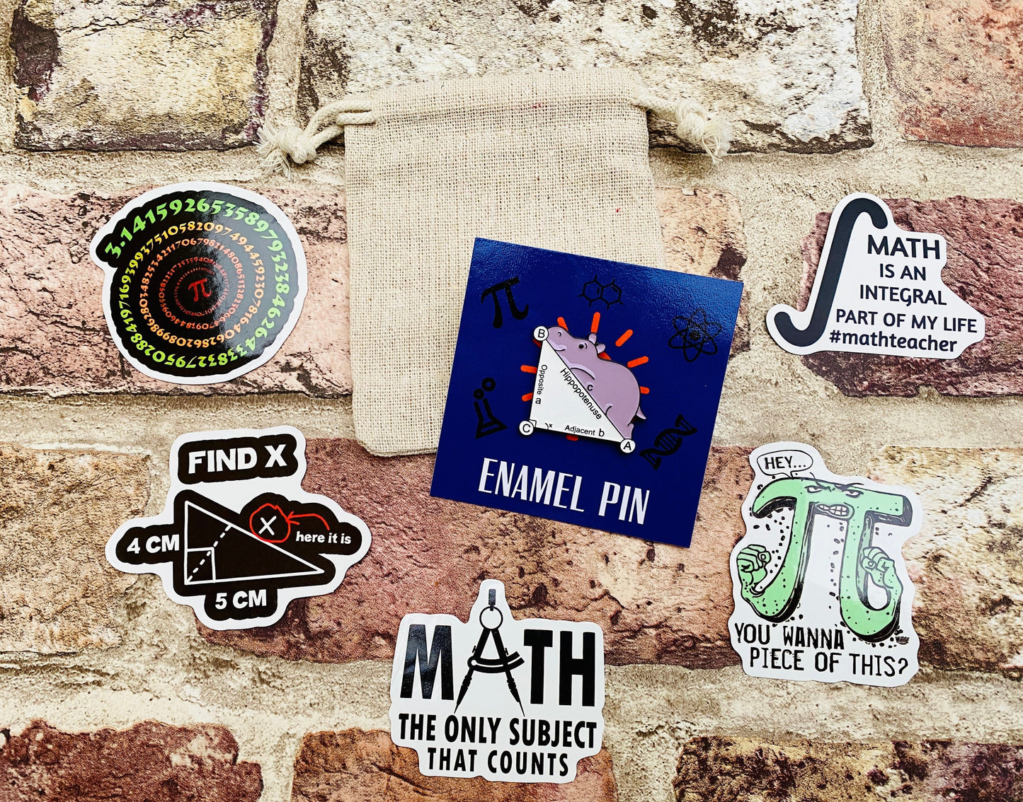 Cute Maths Enamel Pin for maths student, teacher badge gift, end of term present, starting university, back to school gift math student