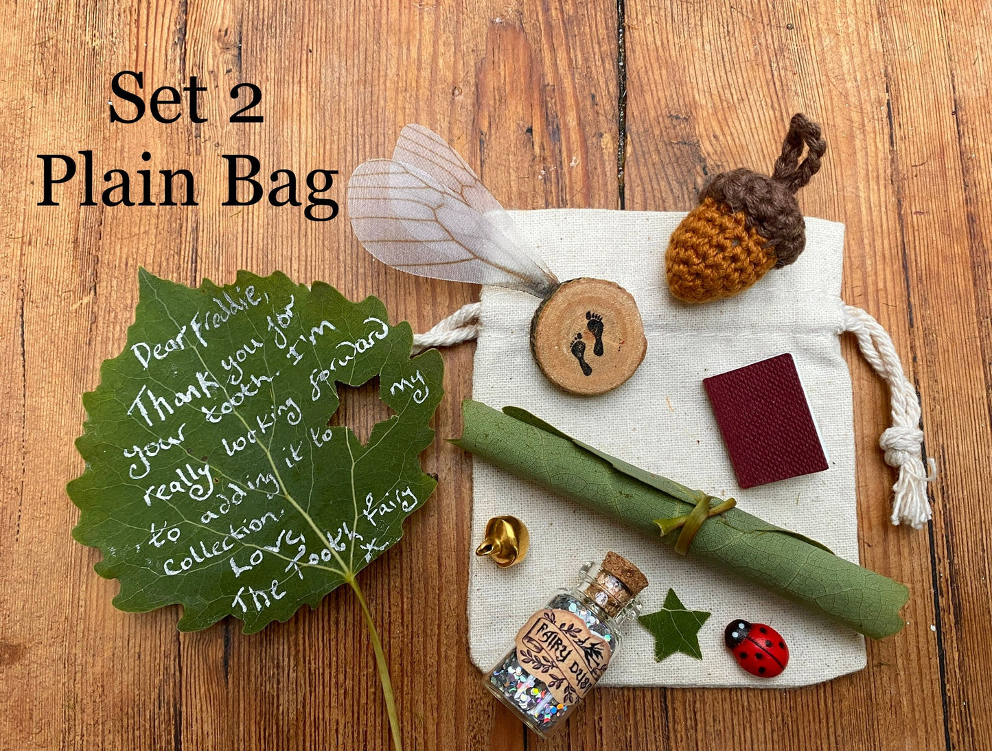 Tooth Fairy Letter Leaf- Natural Tooth Fairy Kit- Eco Tooth Fairy Gifts- Woodland Tooth Fairy