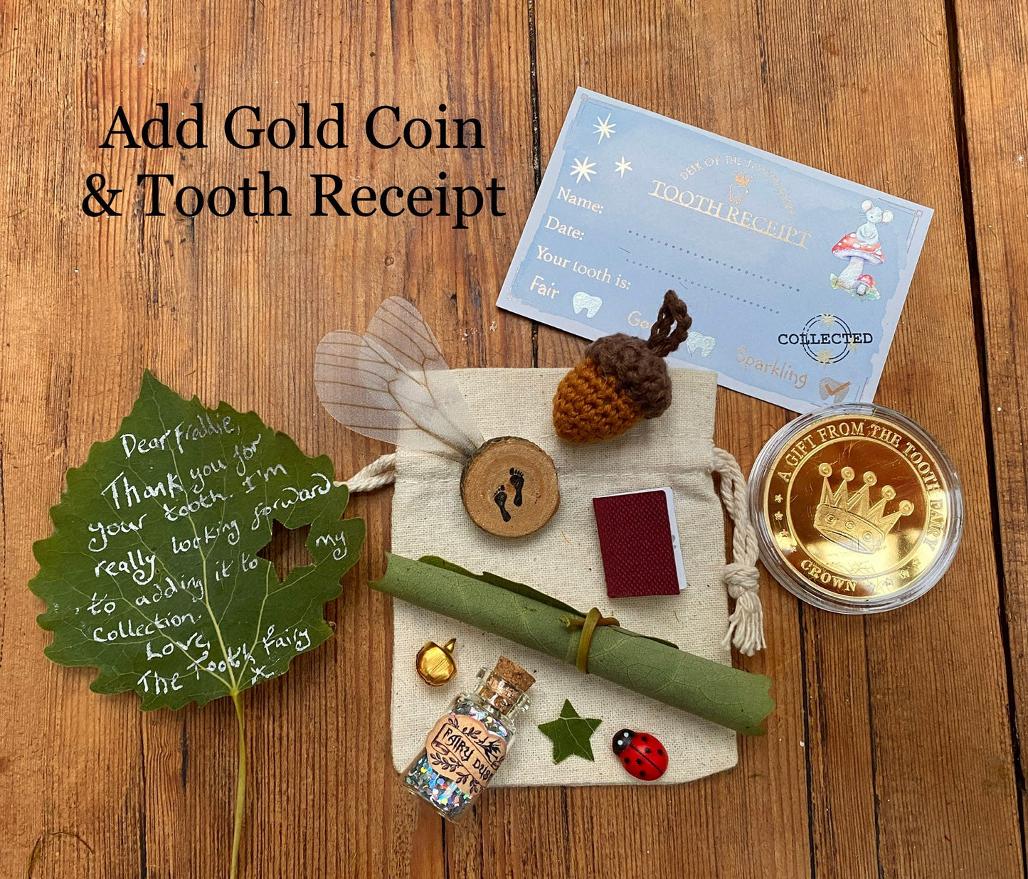 Tooth Fairy Letter Leaf- Natural Tooth Fairy Kit- Eco Tooth Fairy Gifts- Woodland Tooth Fairy