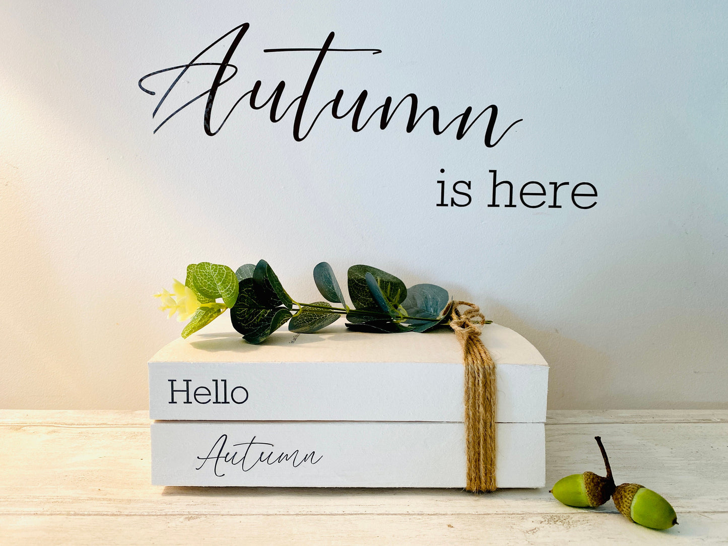Personalised AUTUMN Welcome Hallway Ornament decor- Autumn book stack- Welcome Sign, hallway Autumn decor- Fall decor