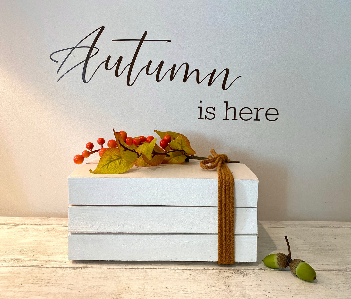 Autumn Decor- beautiful Autumnal book stack- staging book stacks- fall decor- autumn coffee table decor- fall bookcase ornaments