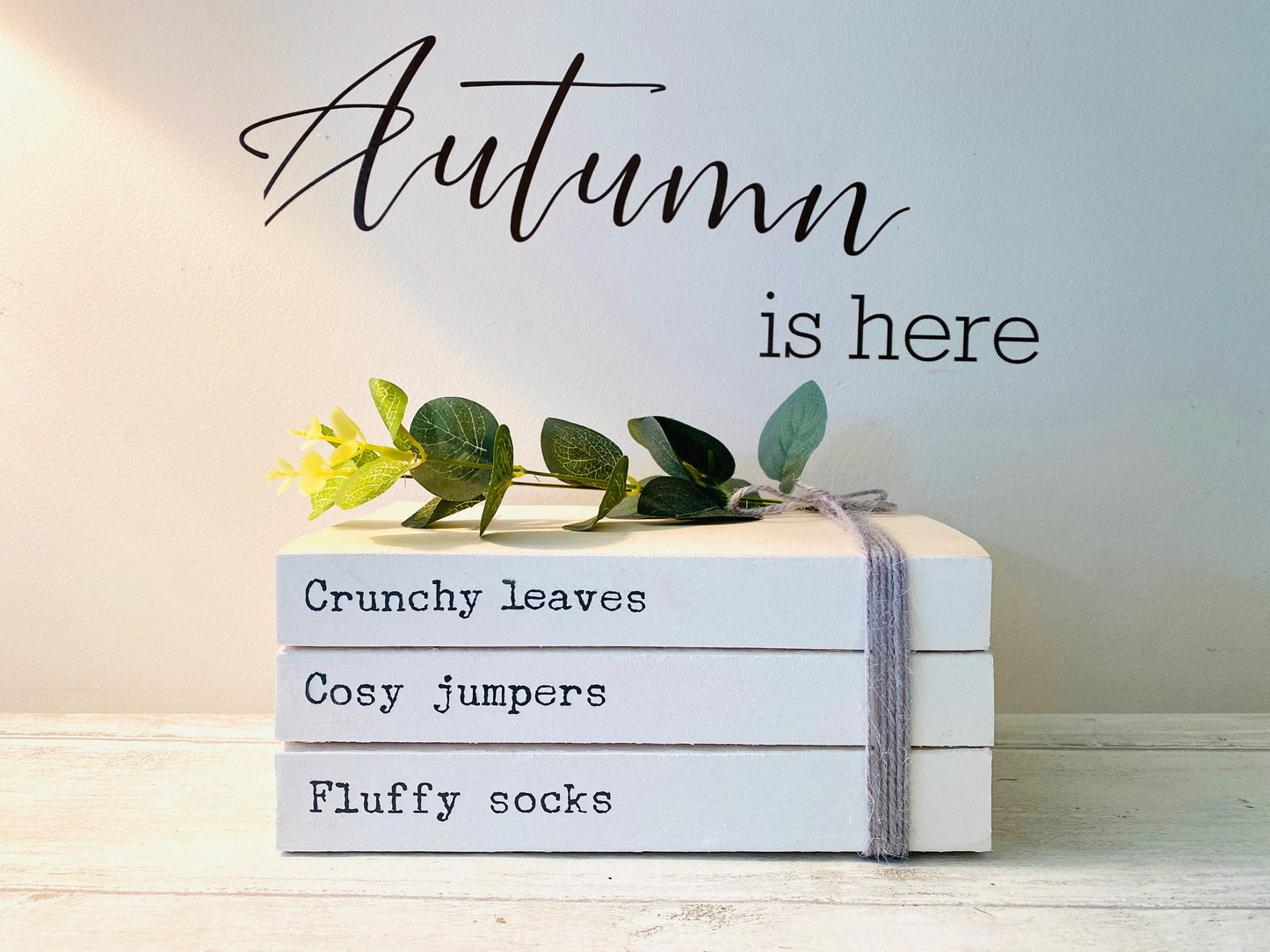 Personalised AUTUMN Hallway Ornament decor- Family names book stack- Autumn Coffee Tray Decor, Fall Bookcase Decor, hallway Autumn decor