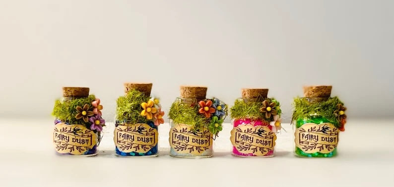 Fairy Dust Bottles - Garden Fairies Fairy Dust- perfect gift from the Tooth Fairy or Fairy Party Bag Fillers -mini Fairy Dust Glitter Bottle