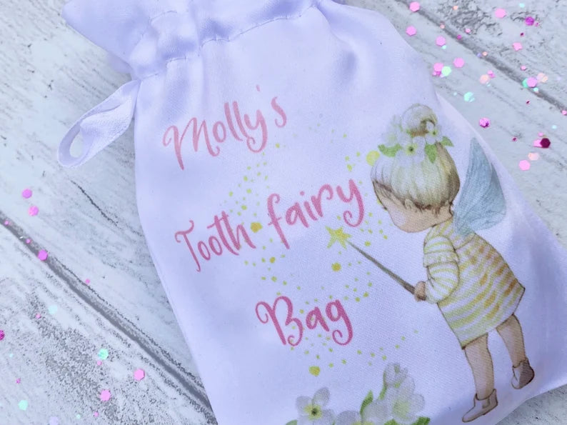 Tooth Fairy Bag PERSONALISED- Loose Tooth Fairy Bag for children to leave teeth in OR for Tooth Fairy gifts to be left in