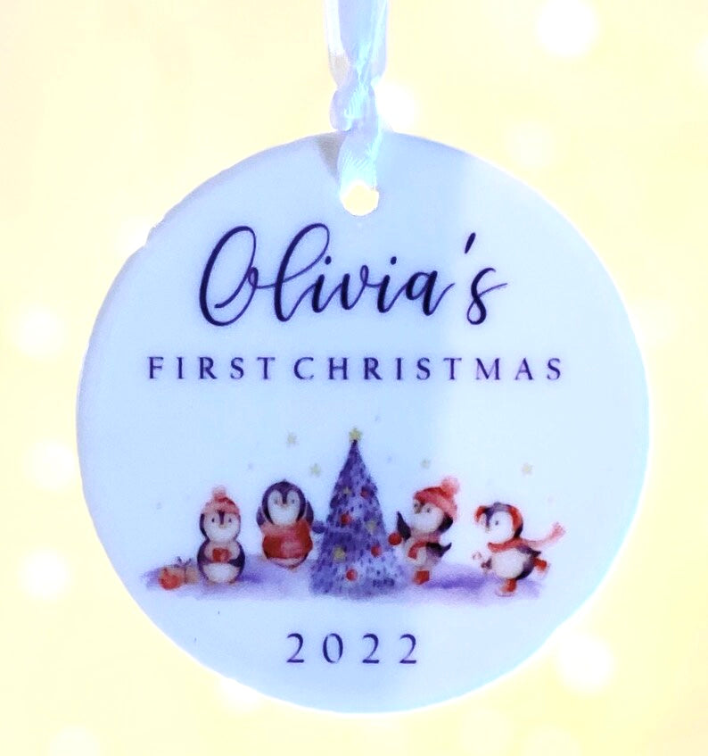 Personalised Christmas Bauble- Baby’s First Christmas! Our First Xmas as a Family- Custom Gift