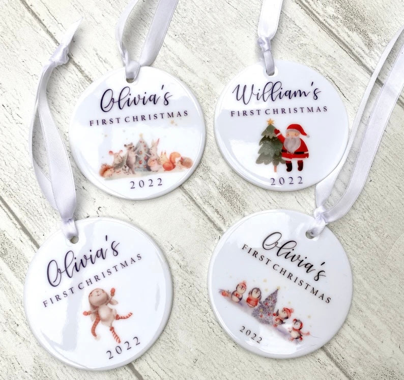 Personalised Christmas Bauble- Baby’s First Christmas! Our First Xmas as a Family- Custom Gift