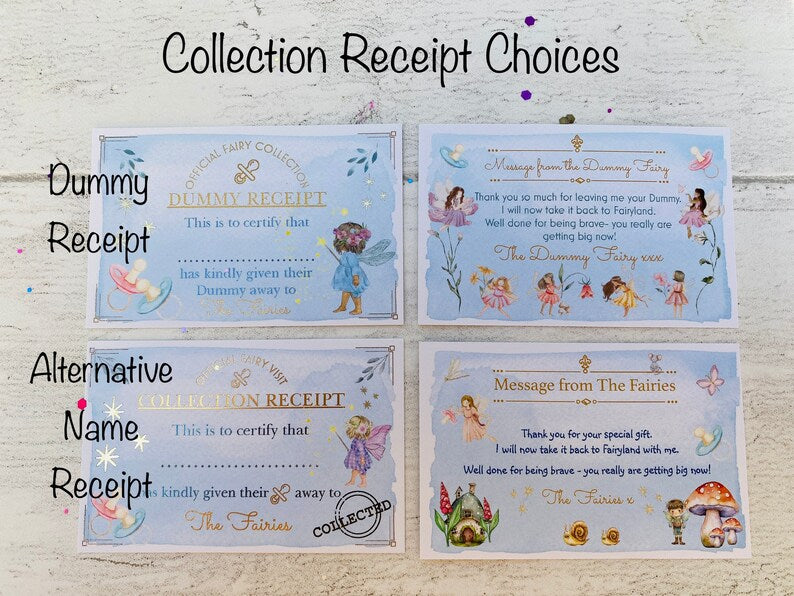 Dummy Fairy Bag- Personalised Dummy Soother Fairy Bag with Collection Receipt & Fairy Gift