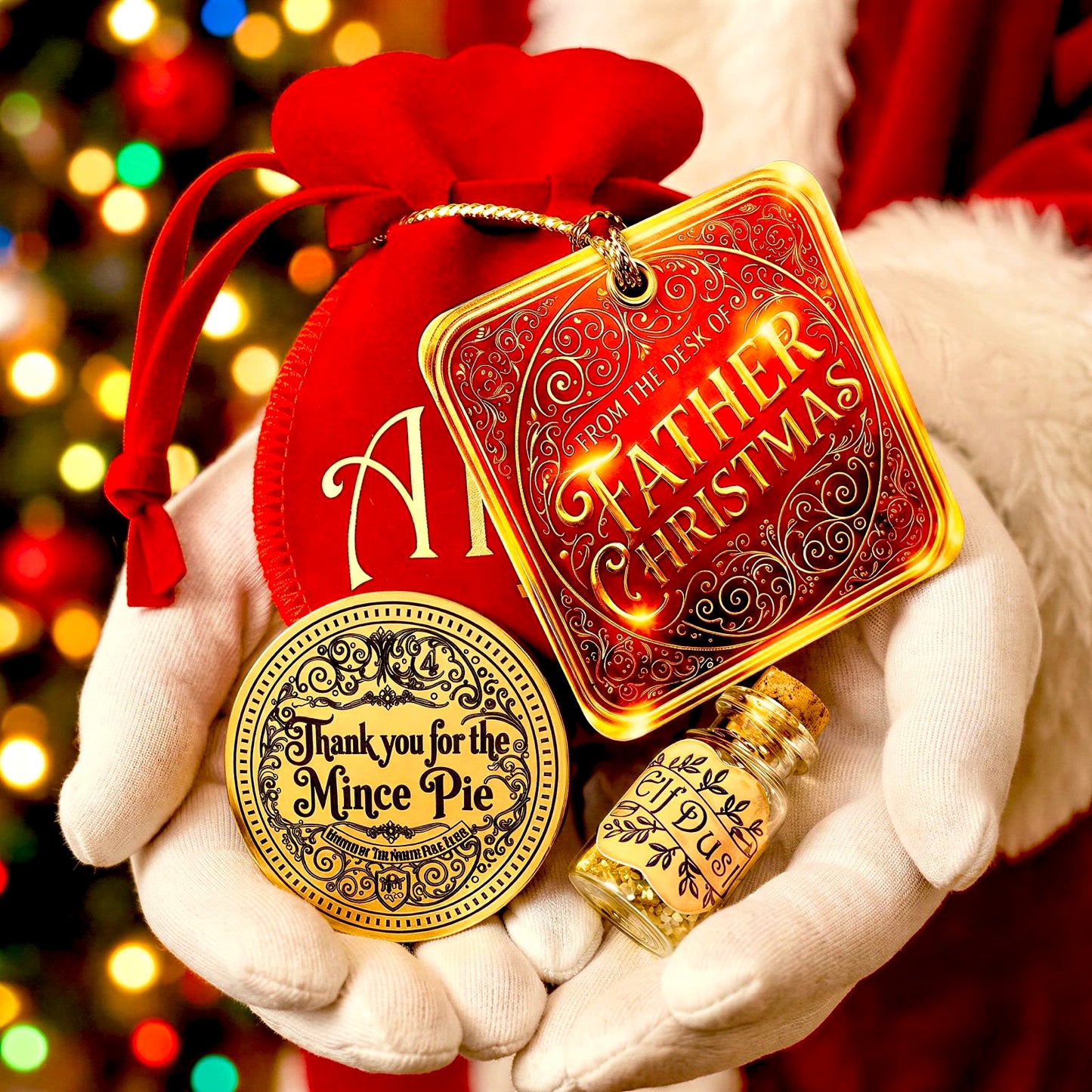 THANK YOU For The Mince Pie, Milk & Cookies Father Christmas Gold Coin! NORTH POLE TREASURY® Coin! Leave on Father Christmas’ Treat Plate
