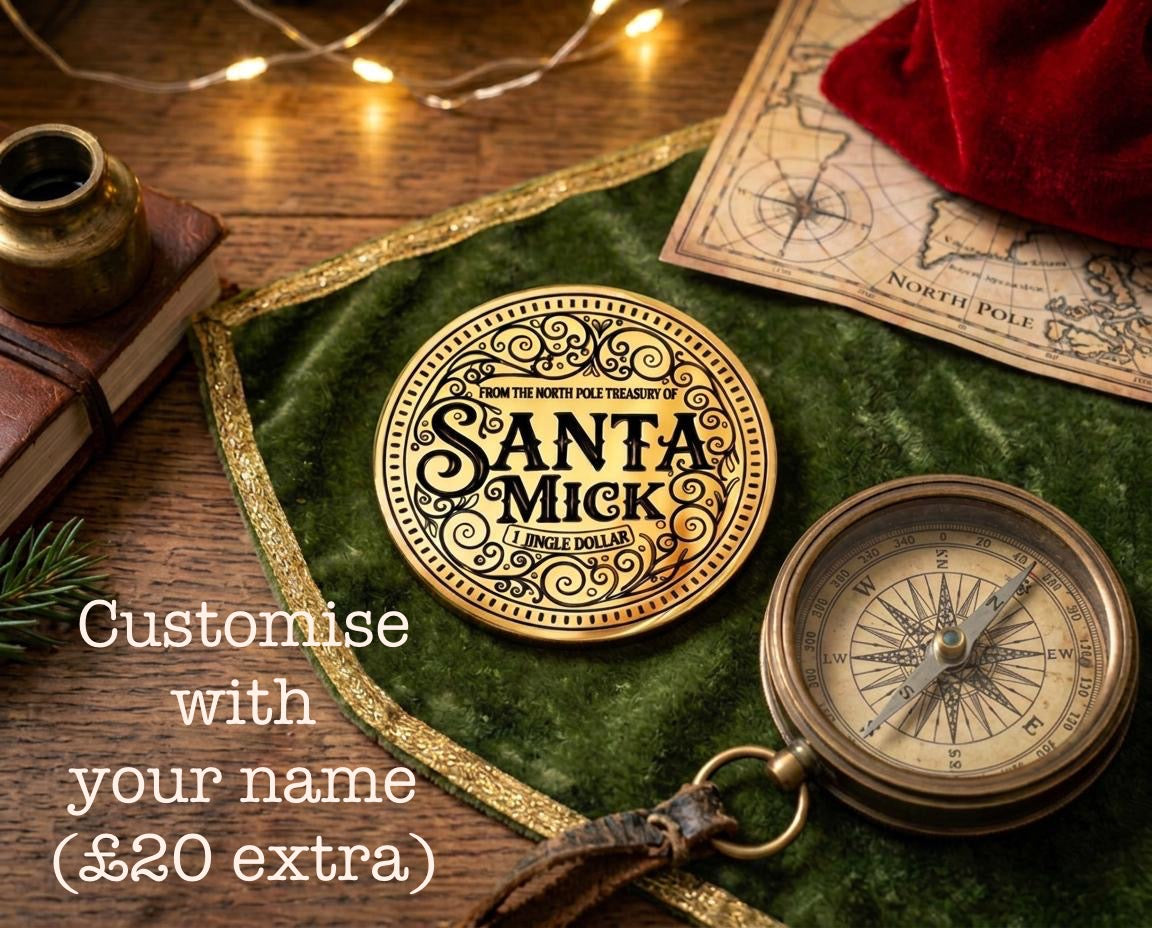 Professional Santa Grotto Coins BULK LOT ‘I Met Santa, Father Christmas Grotto Coins. North Pole Treasury™ Coins- 38mm