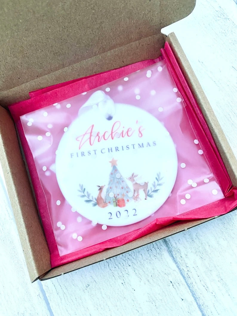 Personalised Christmas Bauble- Baby’s First Christmas! Our First Xmas as a Family- Custom Gift