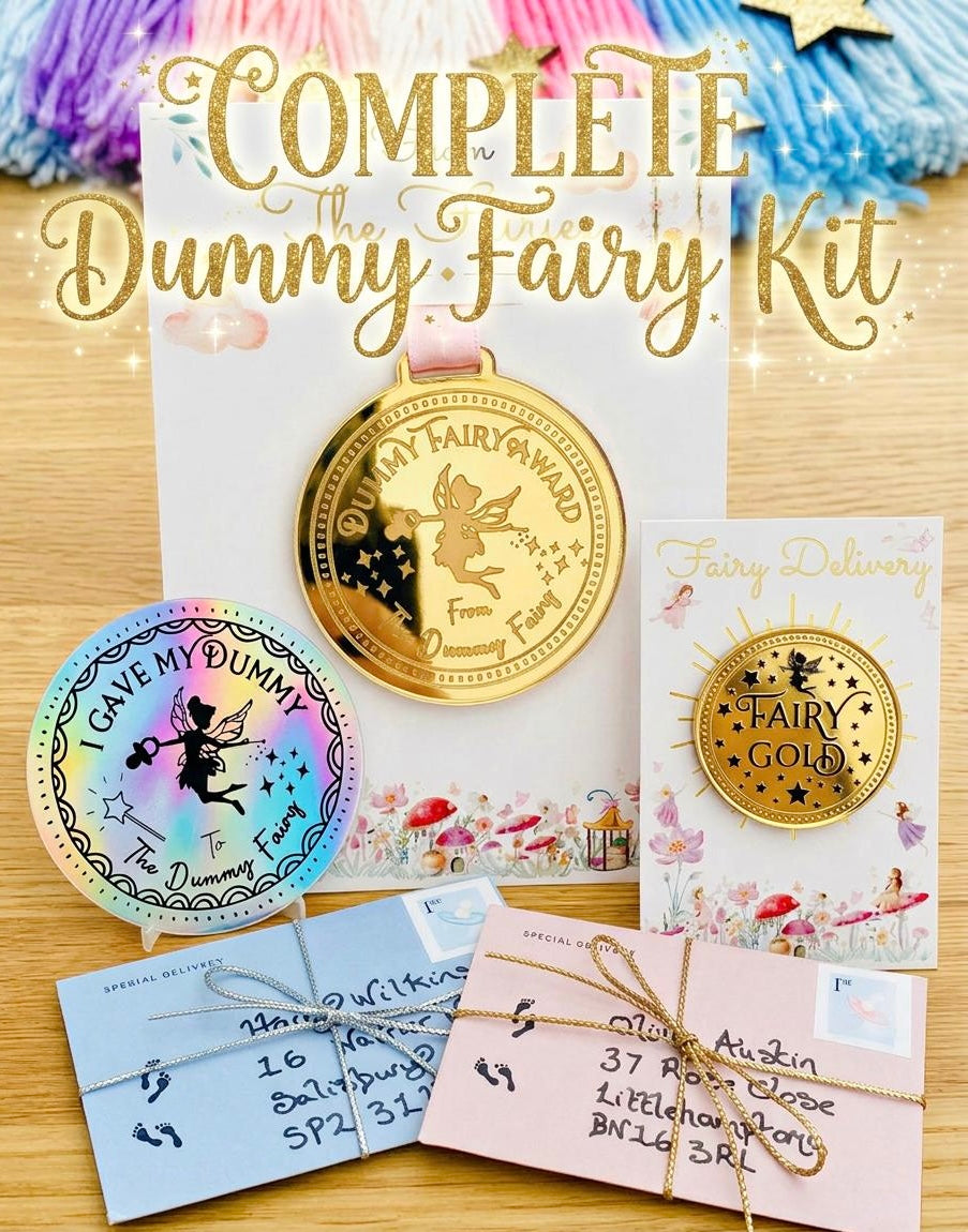 Dummy Fairy MEDAL and Dummy Fairy LETTER! Fairy Gold Coin and Fairy Dust. Binkie Fairy Letter, Soother Fairy Letter & Pacifier Fairy Letter