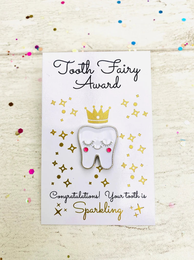 Tooth Fairy Gold Coin- Gift from the Tooth Fairy, Tooth Fairy Certificate, First Lost Tooth Certificate, Tooth Enamel Pin, Tooth Fairy Set