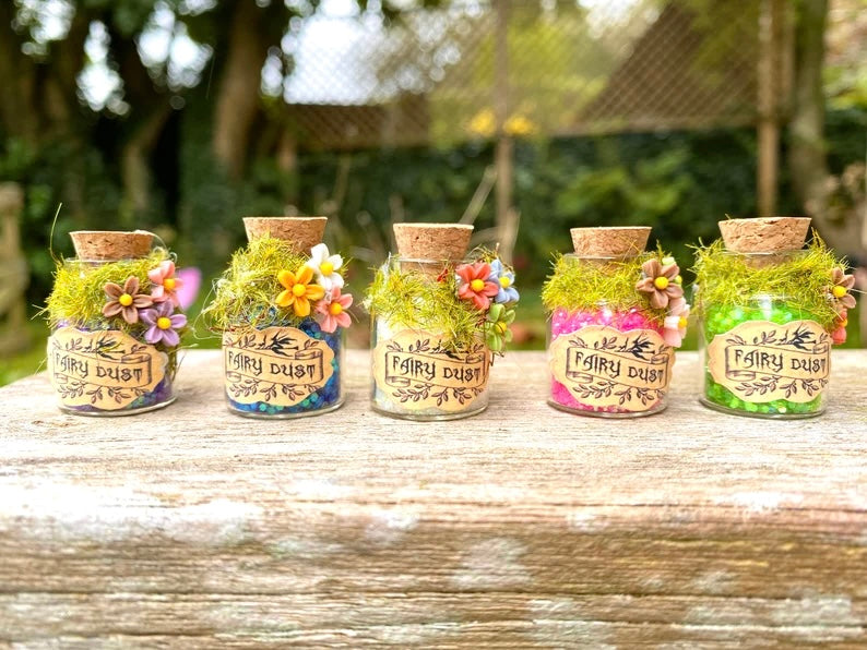 Fairy Dust Bottles - Garden Fairies Fairy Dust- perfect gift from the Tooth Fairy or Fairy Party Bag Fillers -mini Fairy Dust Glitter Bottle