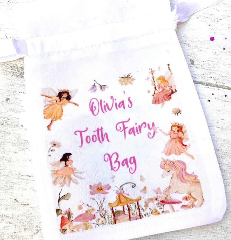 PERSONALISED Tooth Fairy Bag- Loose Tooth Fairy Bag for children to leave teeth in OR for Tooth Fairy gifts to be left in