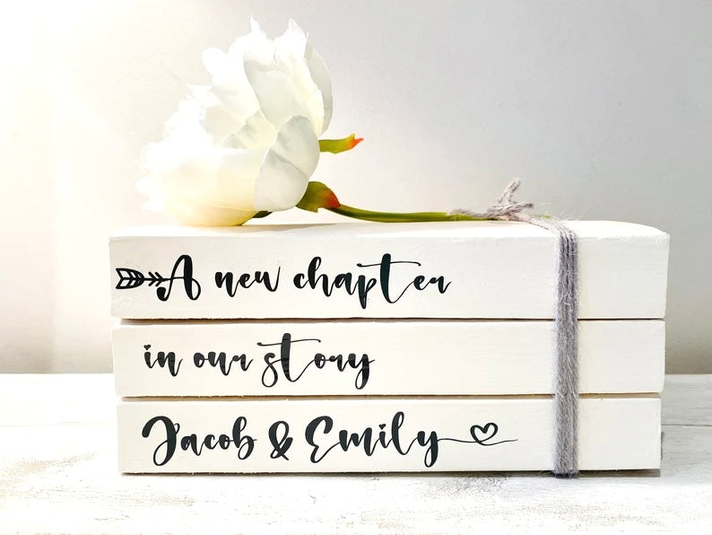 Personalised Wedding Book Stack- White Book Stack for Wedding Decor- perfect for Guest Tables or Gift Table- Custom decoration