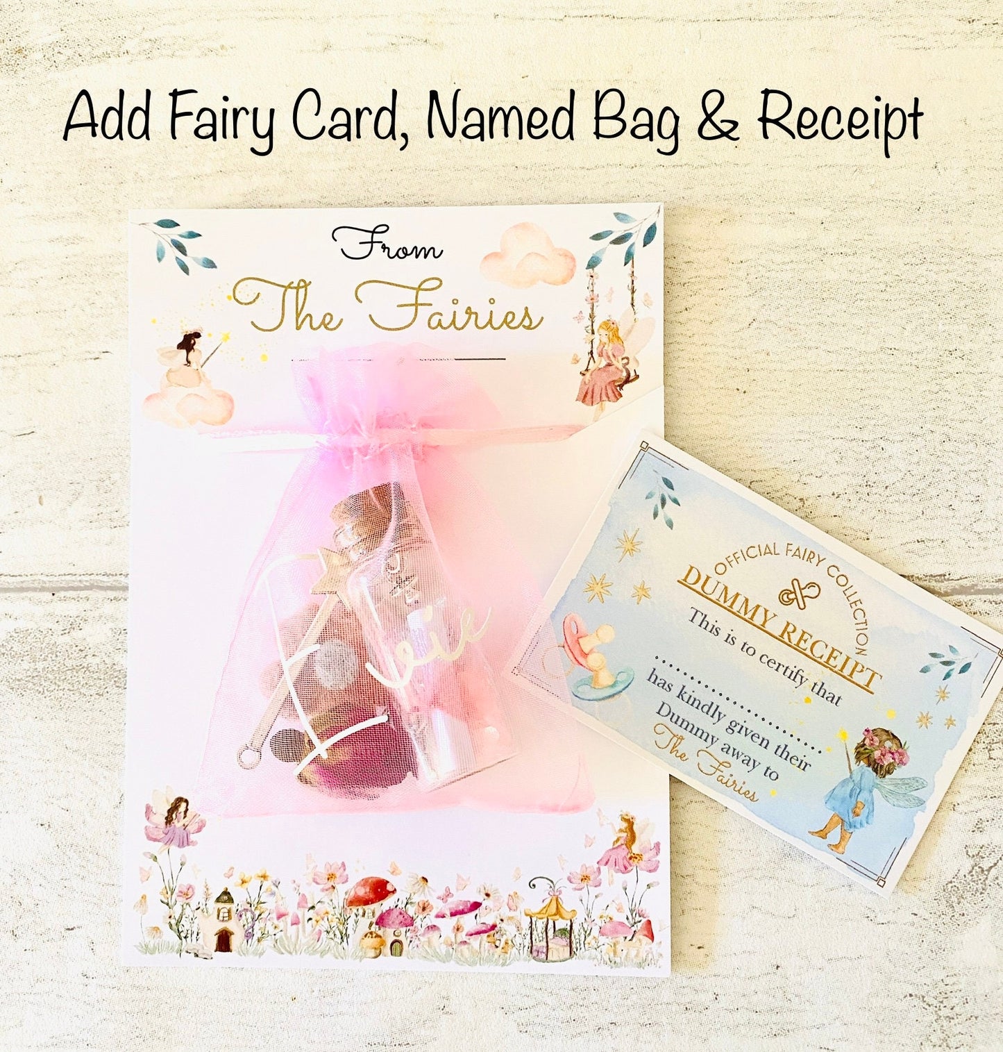 DUMMY FAIRY Gift Set Dummy Fairy Letter & Gifts! Personalised Letter from the Dummy Fairy! Pacifier Fairy Letter and Bag, Binky Binkie Fairy