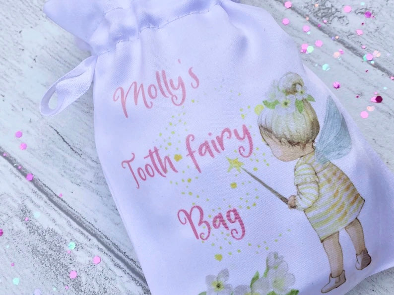 PERSONALISED Tooth Fairy Bag- Loose Tooth Fairy Bag for children to leave teeth in OR for Tooth Fairy gifts to be left in